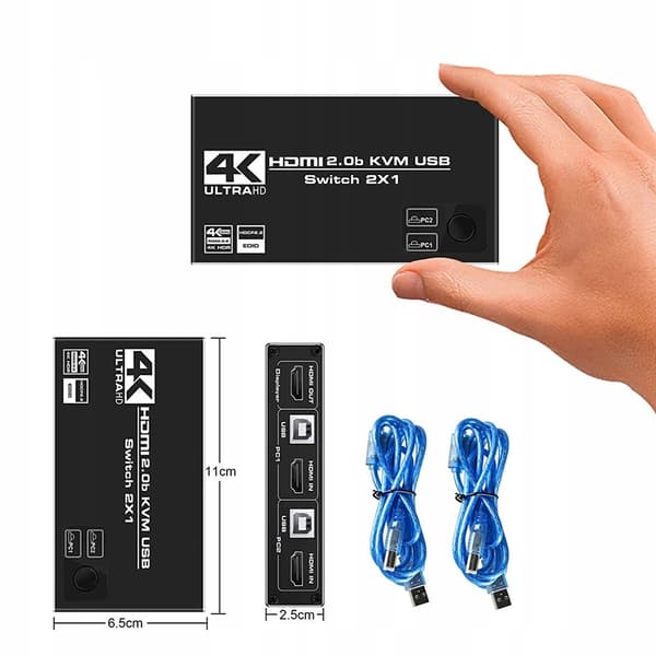 KVM Switch HDMI 2.0 USB Switch 4K/60Hz 3xUSB