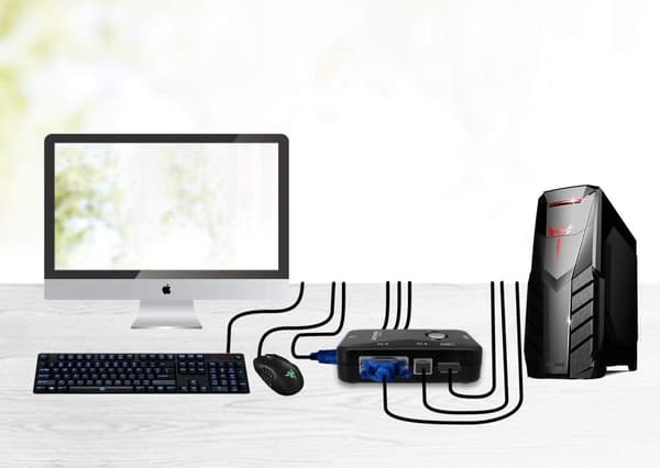 KVM Switch VGA 2x1 Switch 3xUSB HUB BOX