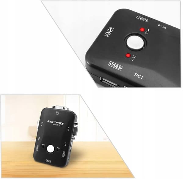 KVM Switch VGA 2x1 Switch 3xUSB HUB BOX