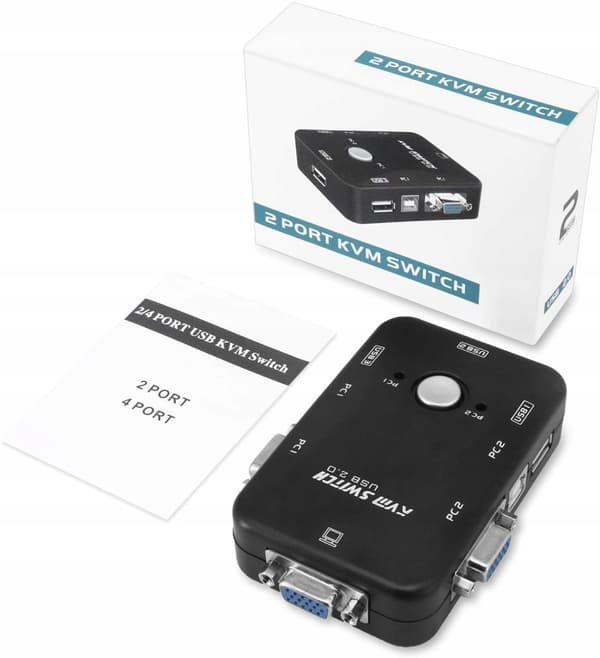 KVM Switch VGA 2x1 Switch 3xUSB HUB BOX