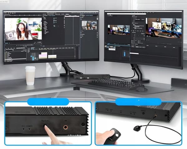 KVM-kytkin HDMI DP 2x2 KONSOLIKYTKIN NÄYTTÖPORTTI 2 näyttöä 4xUSB 3.0