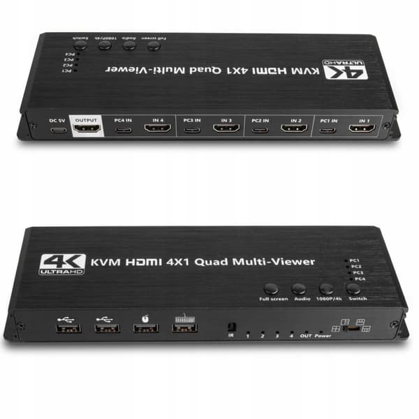 HDMI KVM SWITCH 4x1 SPLITTER 4xUSB MULTVIEWER