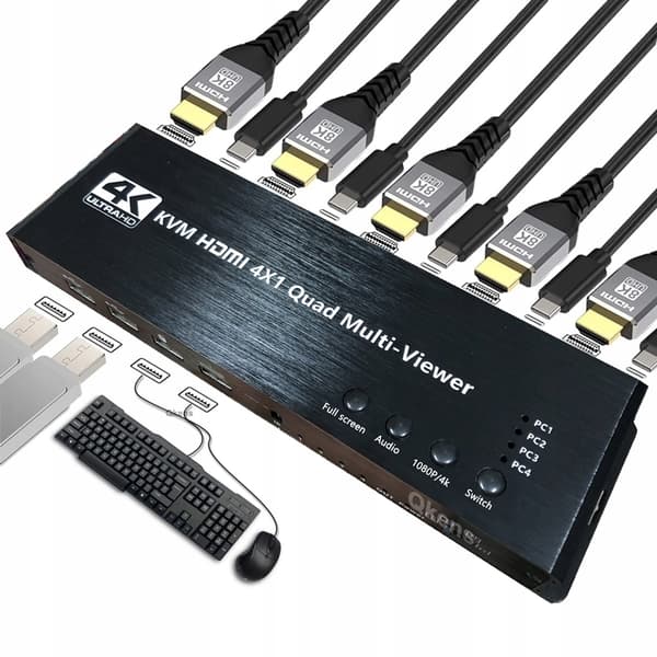 HDMI KVM SWITCH 4x1 SPLITTER 4xUSB MULTVIEWER
