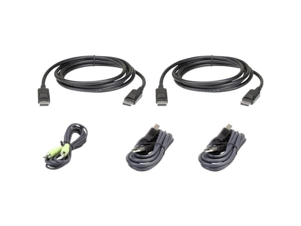 ATEN 3 m USB DisplayPort Dual Display Secure KVM Cable Kit, 3 m, DisplayPort, Svart, USB, DisplayPort, 3.5 mm, USB, DisplayPort, 3.5 mm, Hankoppling