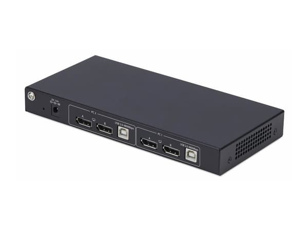 StarTech.com 2-Port Dual-Monitor DP KVM Switch w/Video Matrix, 4K 60Hz - KVM / lyd / USB-svitsj - 2 x KVM/lyd/USB - 1 lokalbruker - stasjonær - TAA-s
