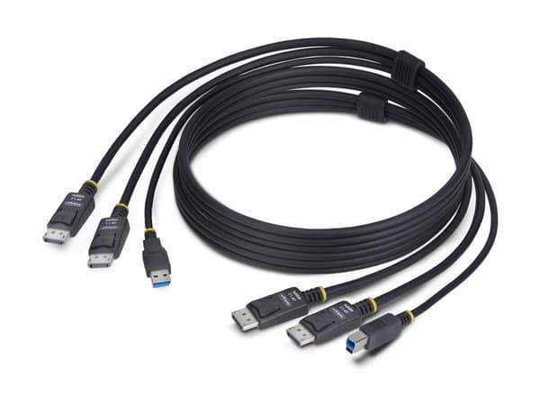 StarTech.com 6ft (1.8m) Dual-DisplayPort and USB 5Gbps KVM Cable - Tastatur / video / musekabel (KVM) - DisplayPort, USB-type A (hann) til DisplayPor
