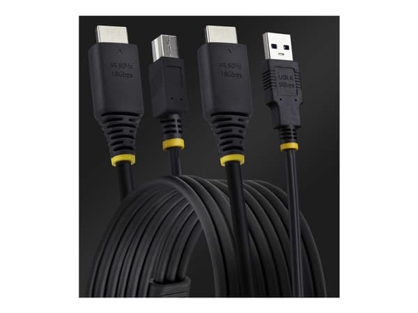 StarTech.com 10ft (3m) HDMI and USB 5Gbps KVM Cable, 4K 60Hz, HDMI 2.0 and USB Combo Cable for KVM Switches, 3.1 m, USB, USB, HDMI, Black, HDMI + USB