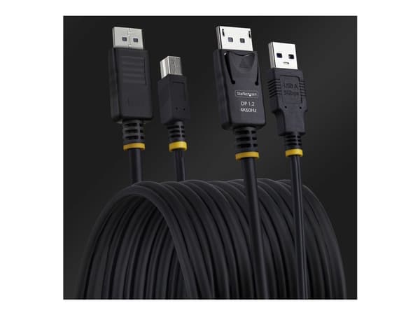 StarTech.com 3 m DisplayPort och USB 5 Gbps KVM-kabel, 4K 60 Hz, DP 1.2 och USB-kombokabel för KVM-switchar, 3,1 m, USB, USB, HDMI, Svart, DisplayPor