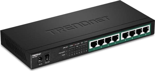 TRENDnet TPE TG84 - Switch - 8 x 10/100/1000 (PoE+) - Desktop, väggmonterbar - PoE+ (120 W)