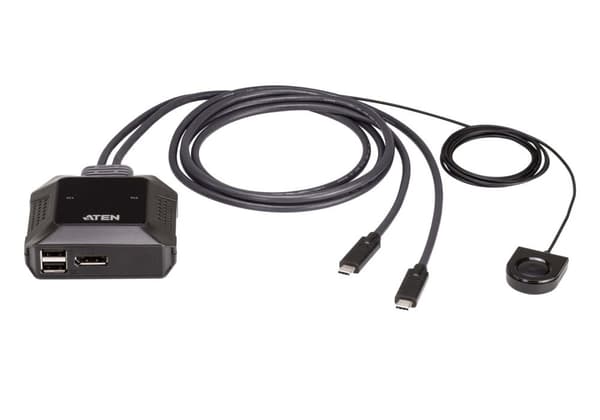 ATEN 2-porttinen USB-C 4K DisplayPort KVM-kytkin kaukosäätimen portinvalitsimella (US3312)