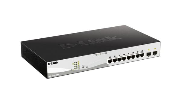 D-Link Web Smart DGS-1210-10MP - Switch - L2+ - Smart - 8 x 10/100/1000 (PoE+) + 2 x Gigabit SFP - Desktop - PoE+ (130W) (DGS-1210-10MP)