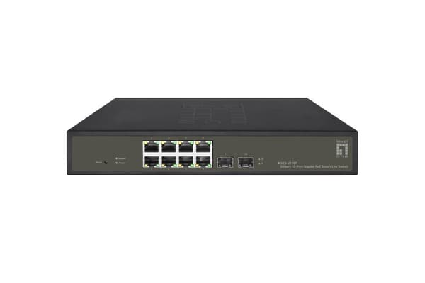 LevelOne Hilbert 10-portars Gigabit PoE Smart Lite Switch - 8 PoE-utgångar - 2 x Gigabit SFP - 802.3at/af PoE - 130W PoE Power Budget (GES-2110P)
