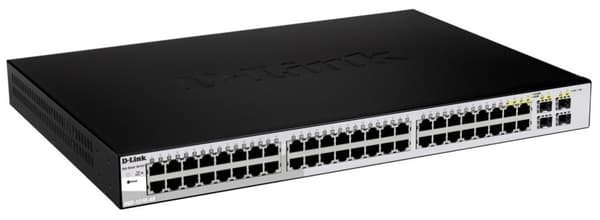 D-Link Web Smart DGS-1210-48 - Switch - hanterad - 48 x 10/100/1000 + 4 x delad SFP - Desktop (DGS-1210-48) Svart