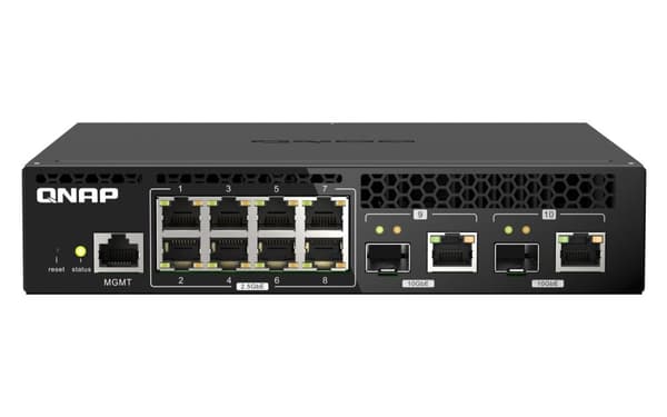 QNAP QSW-M2108R-2C - Switch - hanterad - 8 x 2,5GBase-T + 2 x combo 10 Gigabit SFP+/RJ-45 - Desktop, rackmonterbar