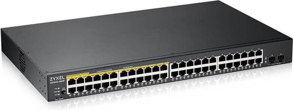 Zyxel GS1900 Series GS1900-48HPv2 - Switch - Smart - 48 x 10/100/1000 (24 PoE+) + 2 x Gigabit SFP (upplänk) - Desktop, rackmonterbar - PoE+ (170 W) (G Svart