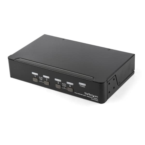 StarTech.com 4-porttinen DisplayPort KVM-kytkin - 4K 60Hz - KVM/Audio-kytkin - 4 x KVM/Audio - 1 paikallinen käyttäjä - Pöytäkone - AC 100-240V