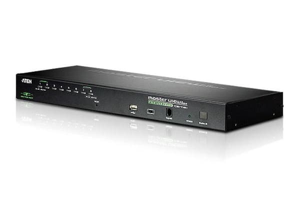 ATEN KVM på NET CS1708i - KVM switch - PS/2, USB - 8 porte - 1 lokal bruger - 1 IP bruger - 1U - ekstern - stabelbar (CS1708i) Sort