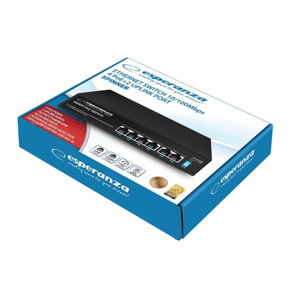 Esperanza ENS105 6-portars PoE-switch 10/100 60W