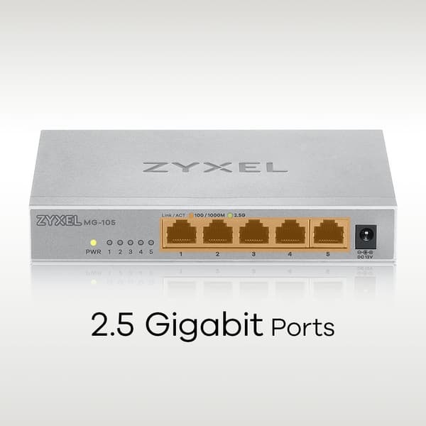 Zyxel MG-105 Ohanterad 2.5G Ethernet (100/1000/2500) Stål