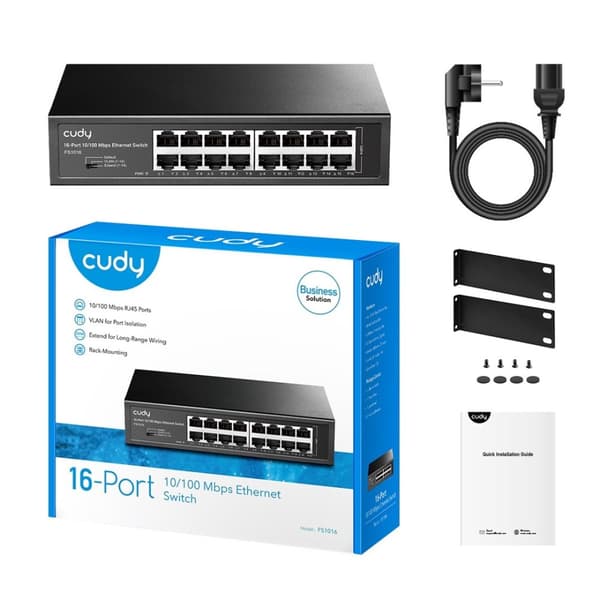 Cudy FS1016 nätverksswitch Fast Ethernet (10/100) Svart