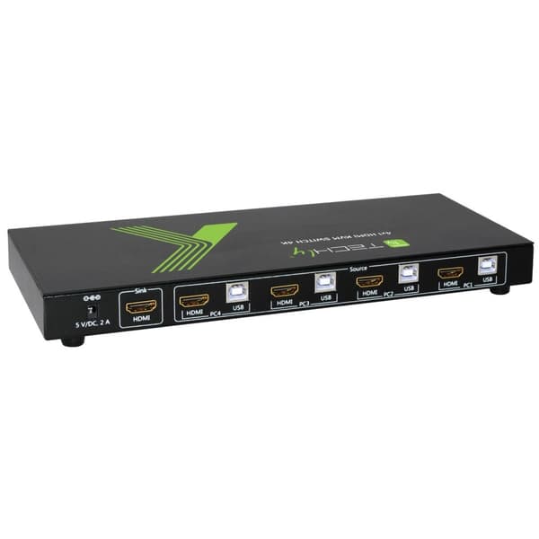 Techly 4x1 USB HDMI 4Kx2K IDATA KVM-HDMI4U KVM-switch Sort