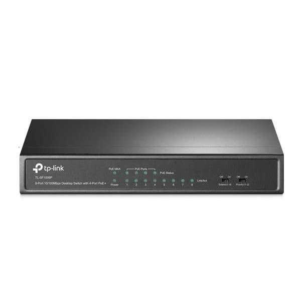 TP-Link 8-portars 10/100Mbps stationär PoE-switch med 4 portar Svart