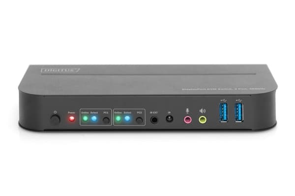 Digitus KVM-switch, 2-portars, 4K60Hz, 2 x DP-ingång, 1 x DP/HDMI-utgång