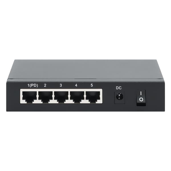 Gigabit 5xPoE Passthrough-switch driven av PoE eller AC, 68W