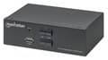 Miniatyrbild 1 av 6: Manhattan DisplayPort 1.2 KVM-switch med 2 portar, 4K@60Hz, USB-A/3,5 mm ljud-/mikrofonanslutningar, kablar medföljer, ljudstöd, styr 2 datorer från e