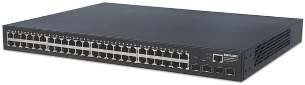 Intellinet 48-ports Gigabit Ethernet web-administreret switch med 4 SFP-porte, 48 x 10/100/1000 Mbps RJ45-porte + 4 x SFP, IEEE 802.3az energieffekti