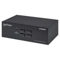 Miniatyrbild 1 av 2: Manhattan HDMI KVM-switch med 4 portar, 4K vid 30 Hz, USB-A/3,5 mm ljud-/mikrofonanslutningar, medföljande kablar, ljudstöd, styr 4 datorer från en da