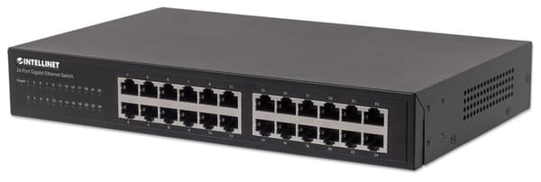 Intellinet 24-ports Gigabit Ethernet-switch, 24 x 10/100/1000 Mbit/s RJ45-porte, IEEE 802.3az (energieffektivt Ethernet), stationær, 19" rackmontering
