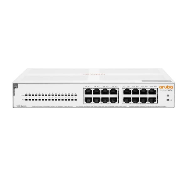 Aruba Instant On 1430 16G Klasse 4 PoE 124W Ustyret L2 Gigabit Ethernet (10/100/1000) Power over Ethernet (PoE) 1U Hvid