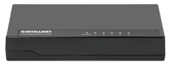 Intellinet 5-porttinen gigabitin Ethernet-kytkin, työpöytäkokoinen, muovi, IEEE 802.3az (energiatehokas Ethernet), musta