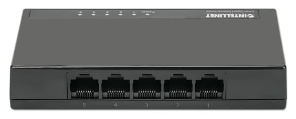 Intellinet 5-porttinen gigabitin Ethernet-kytkin, työpöytäkokoinen, muovi, IEEE 802.3az (energiatehokas Ethernet), musta