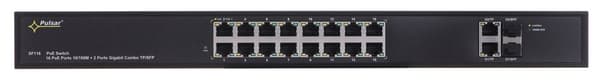 PULSAR SF116 -verkkokytkin, hallittava, nopea Ethernet (10/100), Power over Ethernet (PoE), 1U, musta