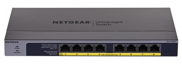 NETGEAR GS108PP Hallitsematon Gigabit Ethernet (10/100/1000) Power over Ethernet (PoE) Musta