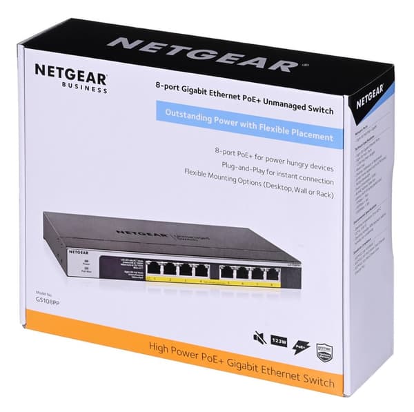 NETGEAR GS108PP Hallitsematon Gigabit Ethernet (10/100/1000) Power over Ethernet (PoE) Musta