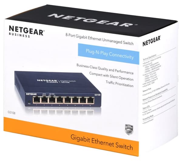 NETGEAR GS108GE netværksswitch Ustyret Gigabit Ethernet (10/100/1000) Blå