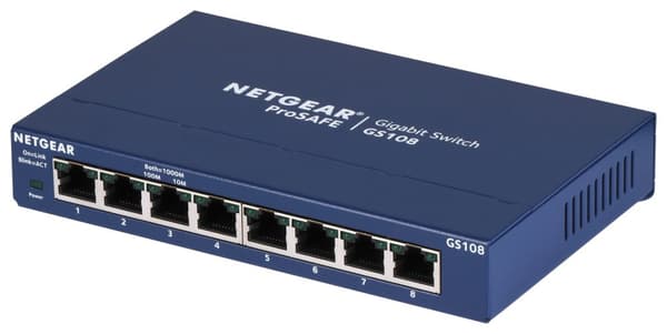 NETGEAR GS108GE netværksswitch Ustyret Gigabit Ethernet (10/100/1000) Blå Blå