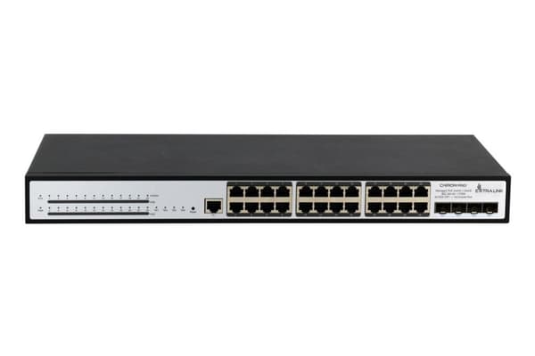 Extralink PoE-switch Chiron Pro 24x RJ45 1000Mb/s PoE, 4x SFP+, L3, hanterad, 370W
