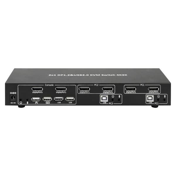Techly IDATA DP-KVM2 KVM-kytkin, musta