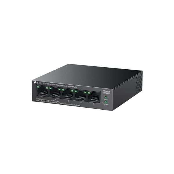 TP-Link LiteWave 5-portars Gigabit-stationär switch med 4-portars PoE+