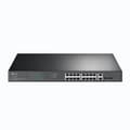 Pikkukuva 1 / 3: TP-Link 18-porttinen gigabitin räkkiin asennettava kytkin, jossa 16 PoE+ -tukea