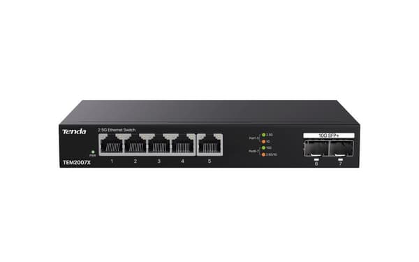 Tenda TEM2007X netværksswitch 2.5G Ethernet (100/1000/2500) Desktop Sort