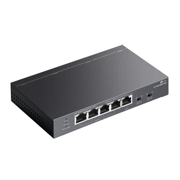 TP-Link TL-SG1005P-PD -verkkokytkin, gigabitin Ethernet (10/100/1000), Power over Ethernet (PoE), musta
