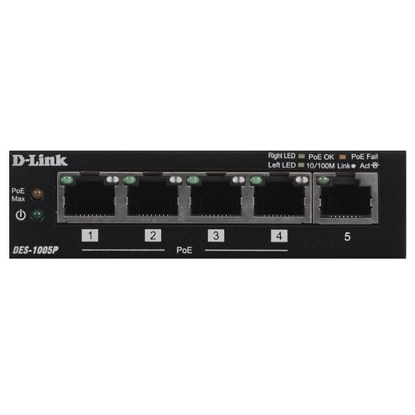 D-Link DES-1005P - Ohanterad - L2 - Fast Ethernet (10/100) - Full duplex - Power over Ethernet (PoE)
