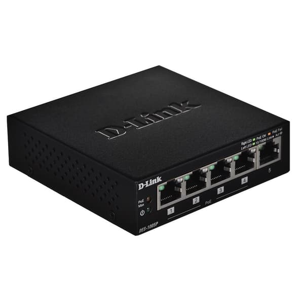 D-Link DES-1005P - Ohanterad - L2 - Fast Ethernet (10/100) - Full duplex - Power over Ethernet (PoE) Svart