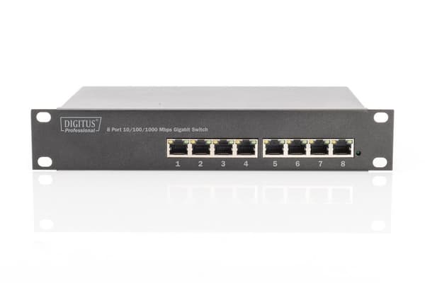 Digitus 8-porttinen gigabitin kytkin, 10 tuumaa, hallitsematon