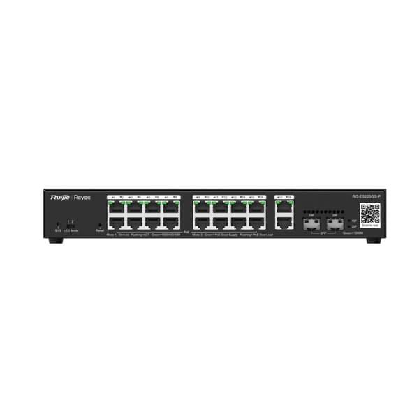 Ruijie Networks RG-ES220GS-P nätverksswitch Administrerad L2 Gigabit Ethernet (10/100/1000) Power over Ethernet (PoE) Svart Svart